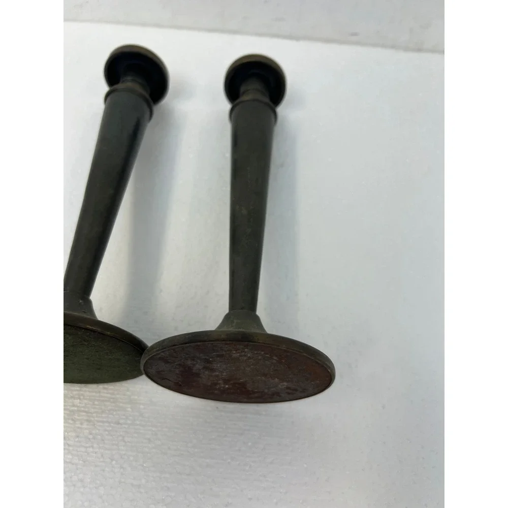 Vintage Arts & Crafts Metal Candlestick Holders Pair Tapered 9